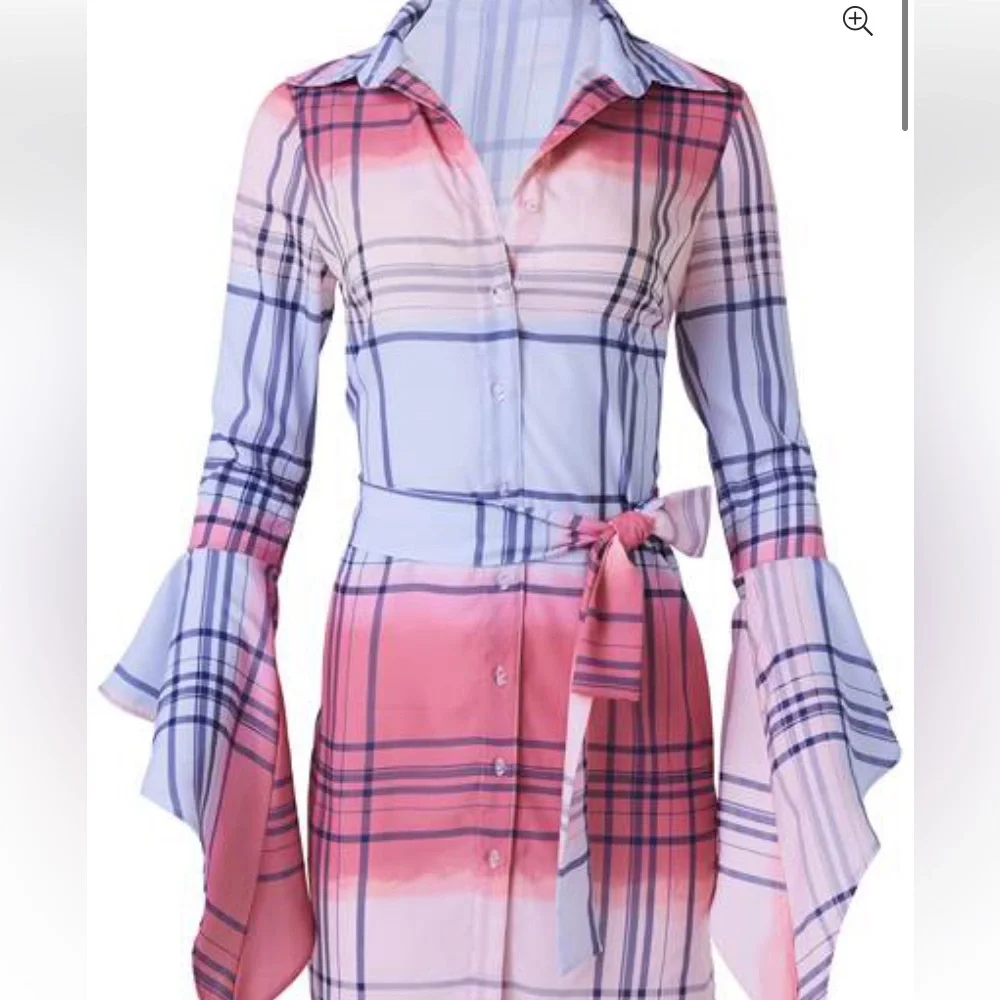 Plaid loose sleeves dress - Picture 2 of 4